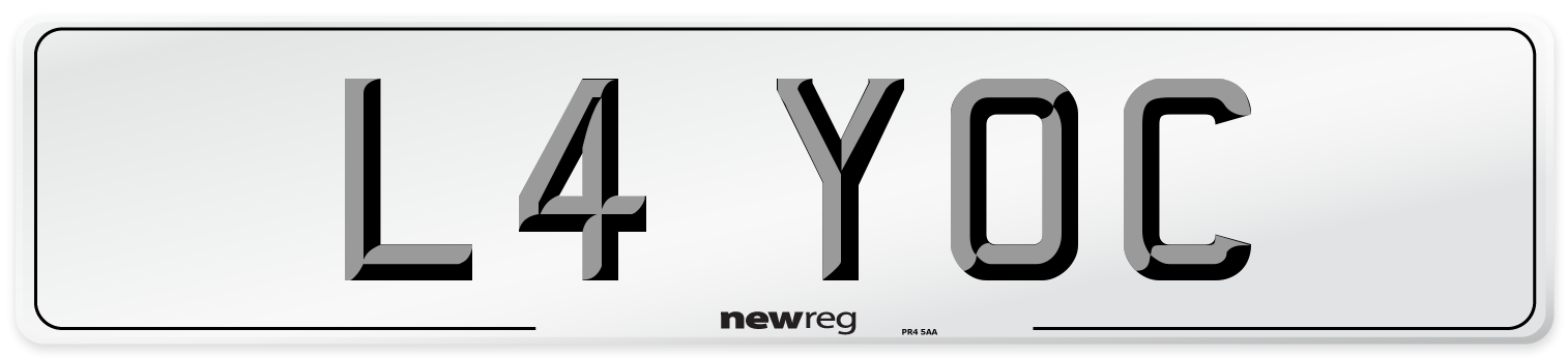 L4 YOC Number Plate from New Reg